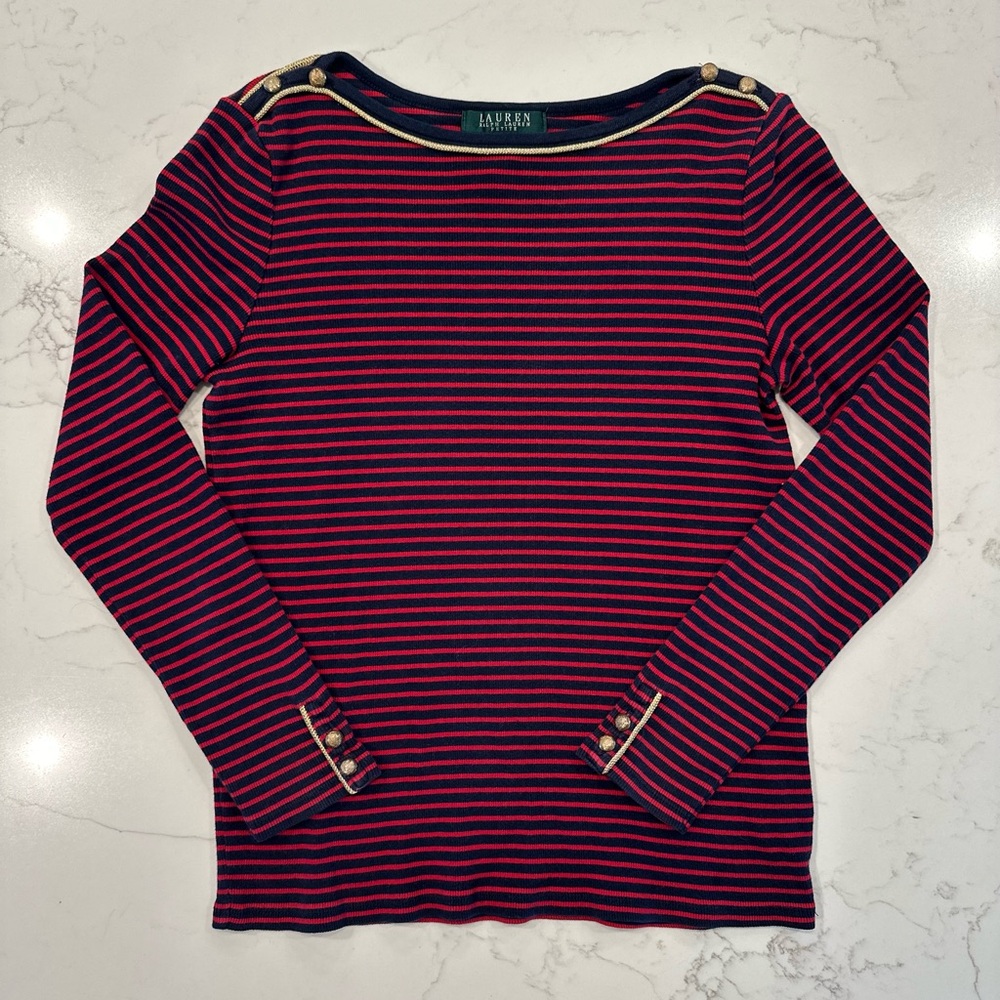 Ralph Lauren Striped Top with Golden Details